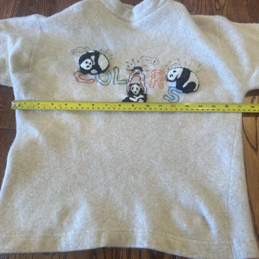 VTG United Colors of Benetton Womens 34" Lambswool Short Sweater 90's Panda - Picture 15 of 16